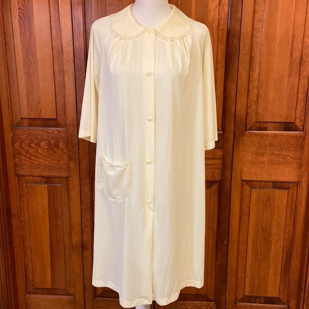 Shadowline Housecoat/Gown Button Down Lace Signature Petals Grandma-Core EUC S